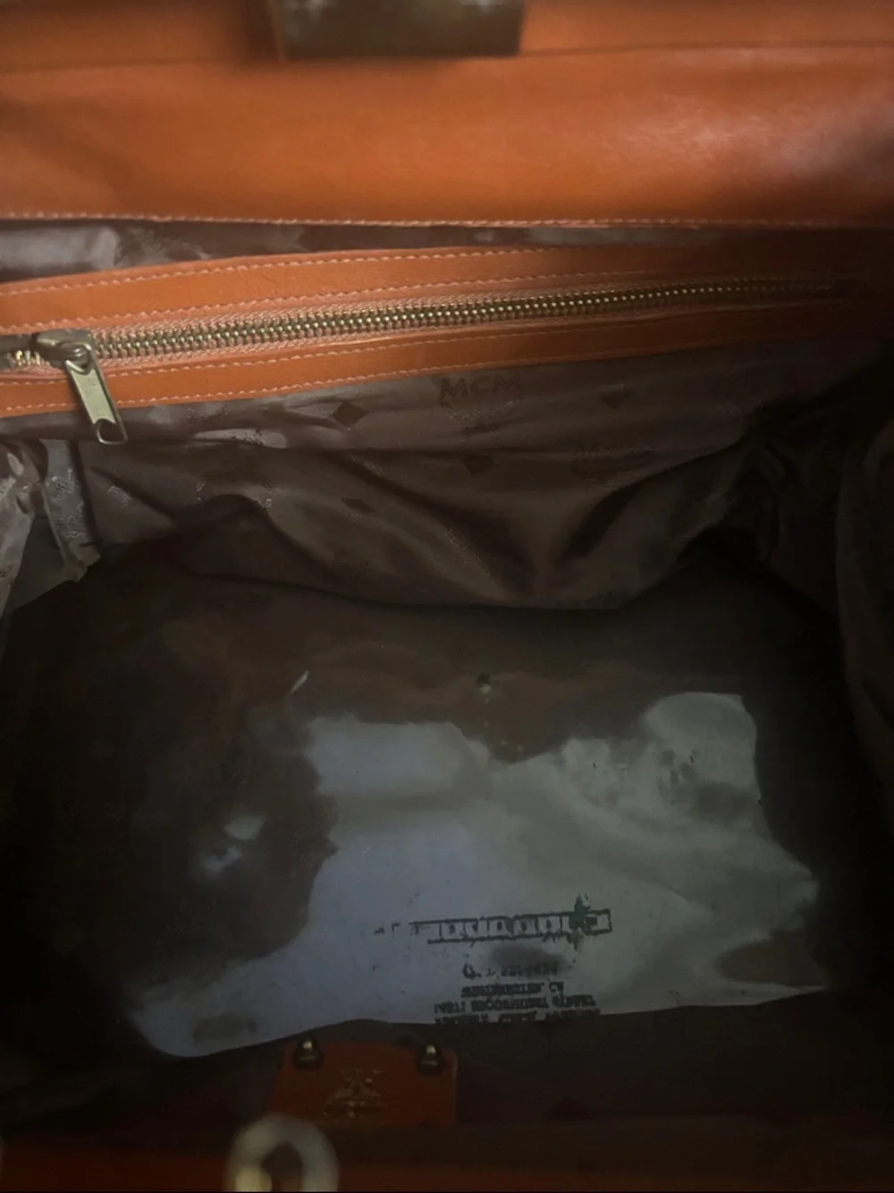 MCM Visetos Cognac Vintage Satchel with COA